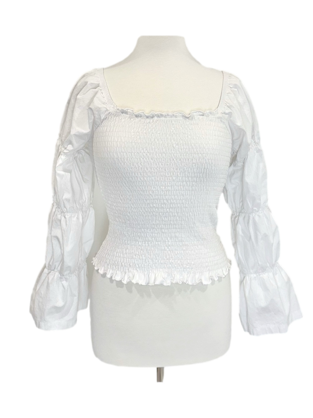 Only white smocked blouse